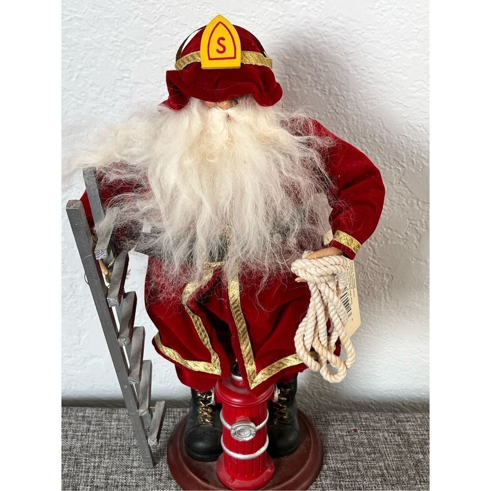 New Christmas fireman Santa ladder rope